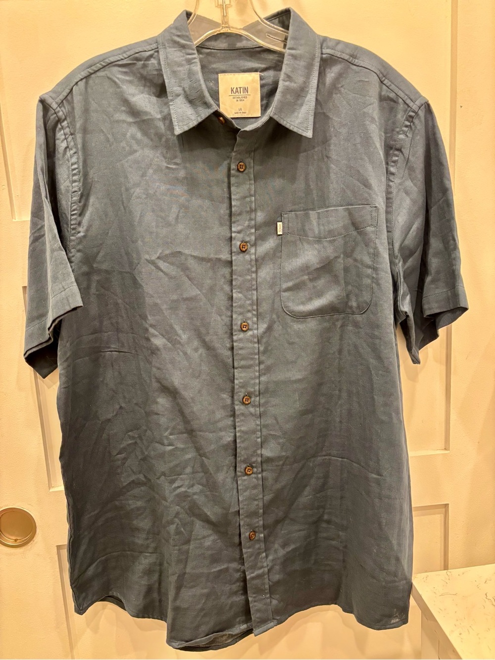 Katin Men's Short-Sleeve Button-Down Shirt in Dusty Slate Blue